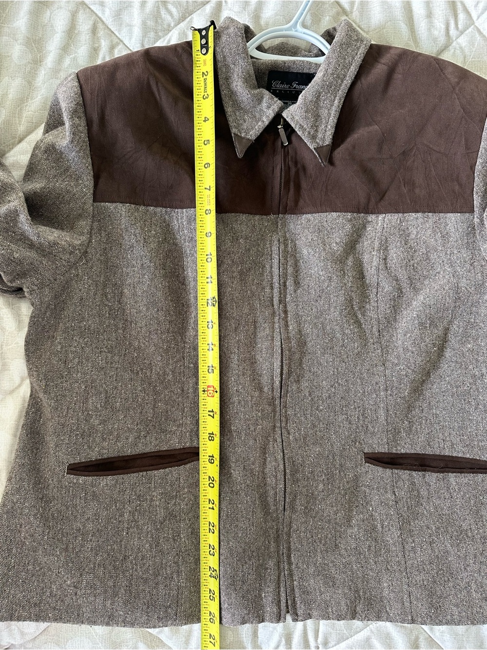 Vintage Claire France Wool Silk Blend Jacket Colorblock Chic Grandpacore Brown - Picture 6 of 8